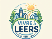 Logo for Vivre à Leers local association showing houses, church, sun, and greenery