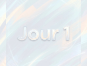 Abstract digital background with colorful brush strokes and the text 'Jour 1'
